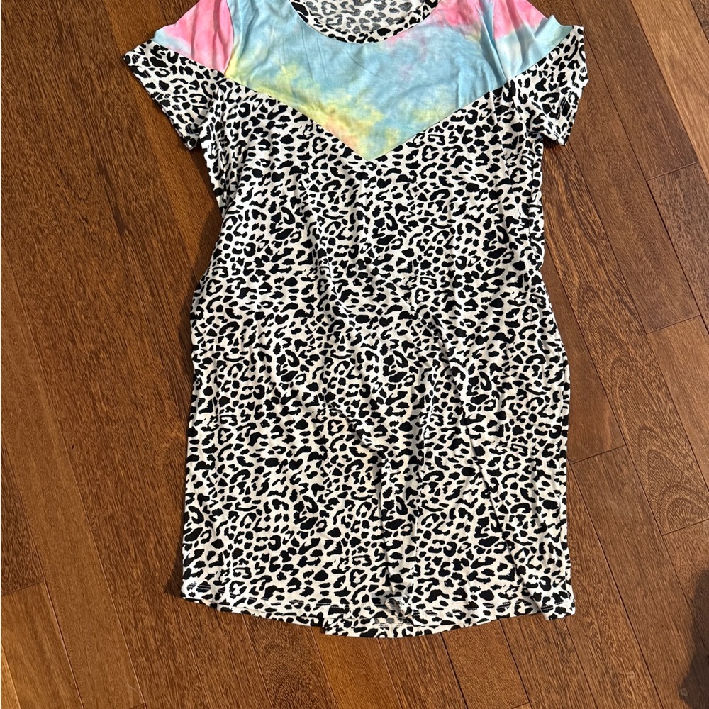 Leopard Print Dress with Tie-Dye Accent